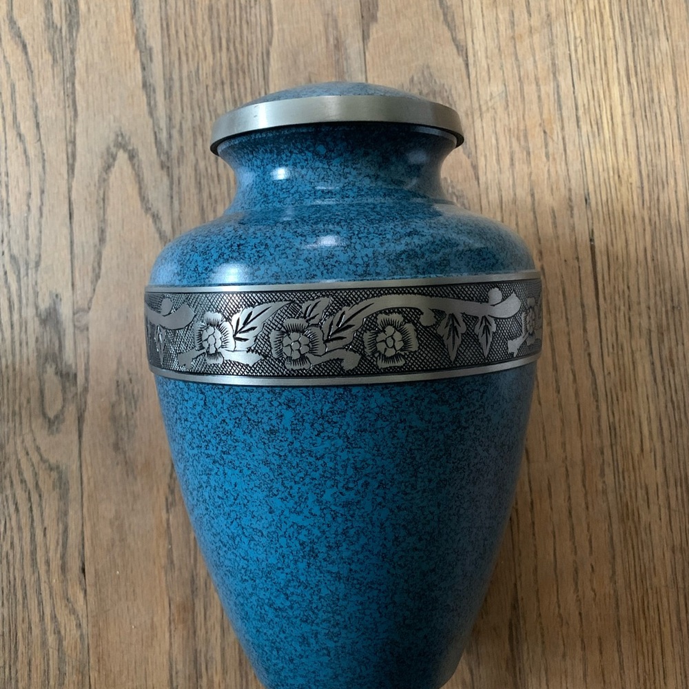 Elegant Blue Cremation Urn NEVER USED
